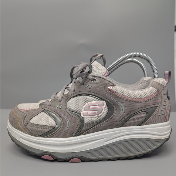Skechers Shoes Women's Size 9.5 Gray Pink Walking Tone Ups Athletic Sneakers - Picture 5 of 12